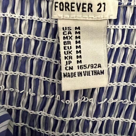FOREVER 21 Cropped Striped Nautical Adjustable Spaghetti Strap Cotton Top M - Picture 9 of 9